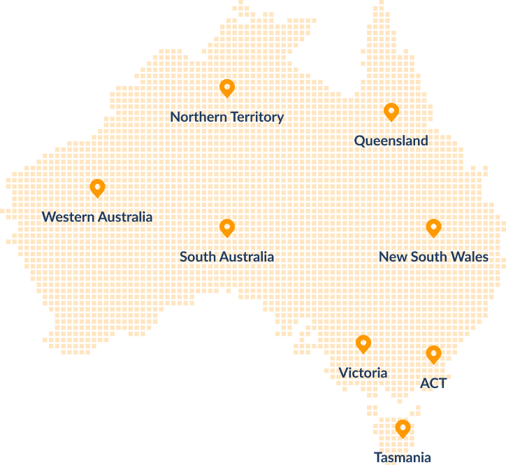 Map of Australia showing PropDex coverage across all states and territories